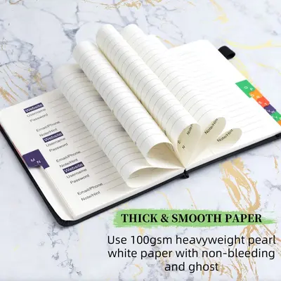B6 Password Notebook with Letter Index and Colorful Tabs