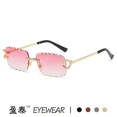 Rhinestone-Trimmed Patterned Sunglasses - 3