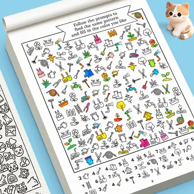 Find Book arayıp bulma ve boyama kitabı çocuklar için, dikkat ve konsantrasyon