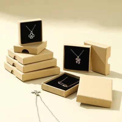 In-Stock Cross-Border Jewelry Box 1.6cm Top and Bottom Lid Necklace Earring Pearl Jewelry Box Ring Earring Packaging Box - 12