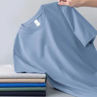 Sommerliches Milchweiß-Seide-180g-Baumwoll-Herren-T-Shirt mit kurzen Ärmeln in Weiß, lockerer Schnitt, undurchsichtige Auskleidung, Sommer-Oberteil, direkt vom Hersteller - 13