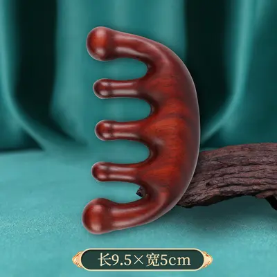 Kalınlaştırılmış A Sınıfı altın yeşili sandal ağacı saç masaj tarağı, kafa meridyen tarağı, geniş dişli masaj tarağı, hediyelik eşya. - 11