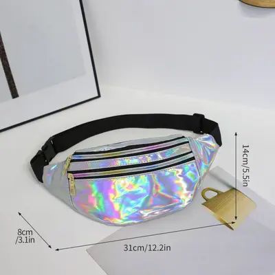 Women's Running Waist Bag with Laser Pattern and Reflective Details