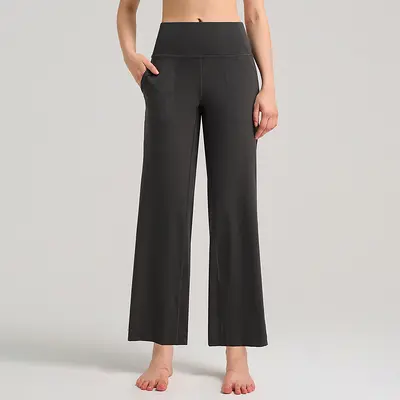 Damen Weitbein-Yogahose, hohe Taille, schnelltrocknend, 28" - 10