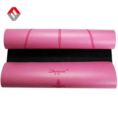 Sınır ötesi yoga matı tedarik fabrikası toptan kaymaz ter emici kauçuk PU yoga matı duruş çizgili yoga matı - 4