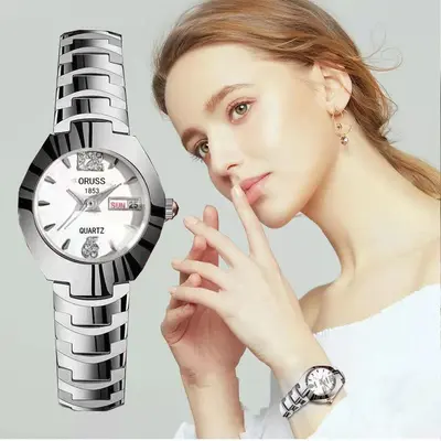 Kızlar için saat, modaya uygun, su geçirmez, parlak, sade mizaç, çelik bant, çift takvim, kadınlar için kuvars saat, dropshipping - 8