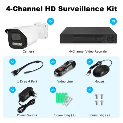 HD-Überwachungsanlage, 4-/8-/16-Kanal AHD-Kamerensystem - 4