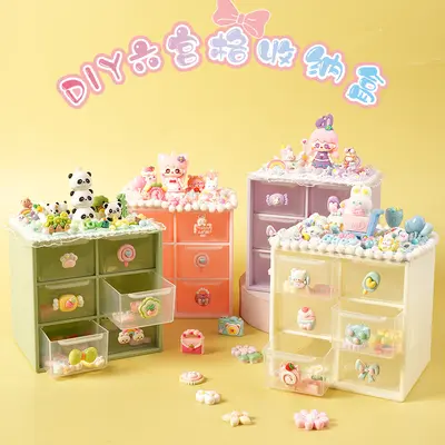 Children's 6-Compartment Jewelry Storage Box with Cream Glue DIY Craft Kit - 3