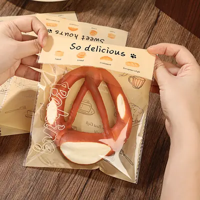 Resealable Bread Bags for Bagels, Toast and Donuts, Semi-Transparent, Self-Adhesive