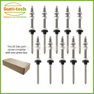 Stainless Steel Double-Ended Threaded Stud for Photovoltaic Mounting - 13