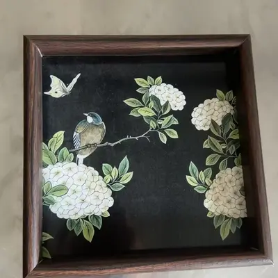 Purple Peony Square Decorative Tray, Art Tea Tray - 10