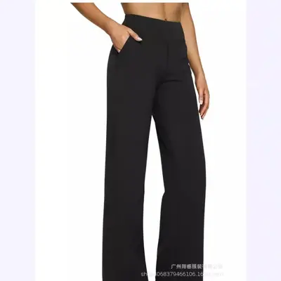 Women's autumn high-waist knitted straight-leg pants with pockets