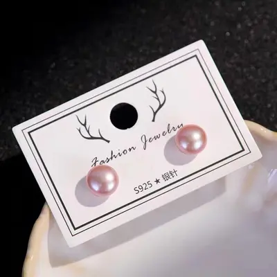 925 gümüş küpe, delikli küpe, gümüş iğne toptan küpe, üç renkli küçük ve zarif doğal tatlı su inci küpe - 9