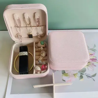 Cross-border jewelry storage box, portable jewelry box for travel, compact ring packaging, decorative bracelet, ready stock from manufacturer - 9