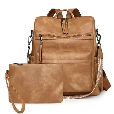 Women's Retro Multifunctional PU Backpack, Large Capacity - 8