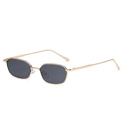 Small-Frame Polygon Metal Sunglasses, Unisex, Ocean Lens - 6