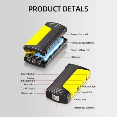 Auto-Notstarthilfe Starthilfe-Powerbank Autobatterie-Starthilfe Starthilfe-Gerät Ladegerät Powerbank Auto-Startbooster Starthilfe-Powerbank