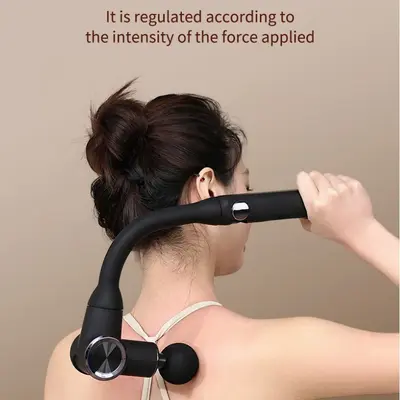 Foldable Handheld Massage Gun with Long Handle and Angled Head - 4