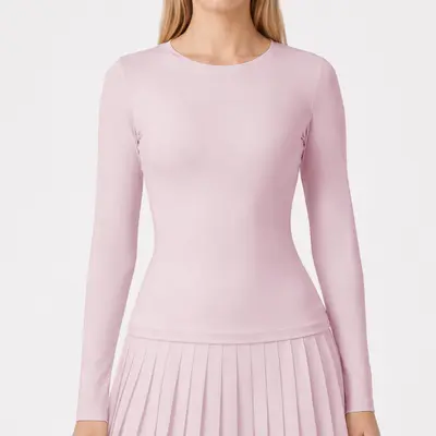 Women's Long Sleeve Yoga Top Round Neck Slim Fit Running Fitness T-Shirt - 9
