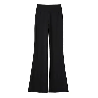 Damen Haifischhose mit Schlag und hoher Taille, glatt, figurformend, Yogahose dünn - 6