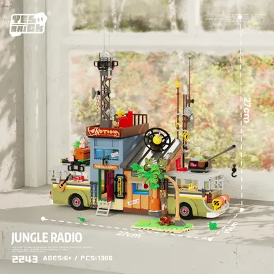 Jungle broadcasting station building blocks compatible with Lego