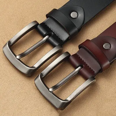 Men's vintage pin buckle leather belt, exported men's belt, men's leather pants belt, single piece dropshipping.