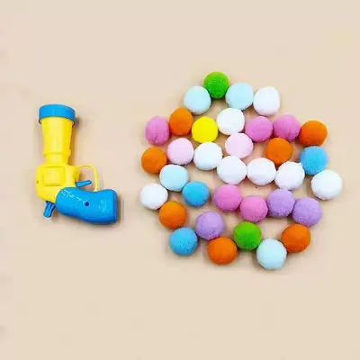Plush Ball Cat Toy Launcher Pistol with Interactive Cat Teaser Wand - 7