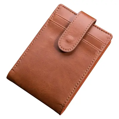 Men's Short PU Wallet, Korean Style, Buckle Closure, Retro Card Holder - 7