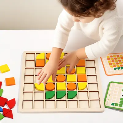 3D Ahşap Mozaik Puzzle, Çocuklar İçin Erken Eğitim Yapı Blokları Oyuncağı - 3