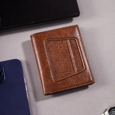 Erkek Kısa Cüzdan Liçi Desenli Yumuşak Deri Çok Kartlık - 1