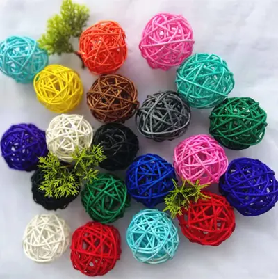 Beyaz rattan top dekorasyon, 3 cm - 80 cm, asılı ışık zinciri süsü - 7