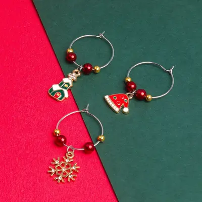 Zinklegierungs-Weinglasmarker mit Weihnachtsmotiv für Partys