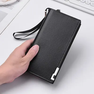 Erkek Cüzdanı, RFID Korumalı Fermuarlı İş Cüzdanı, Çok Bölmeli - 2