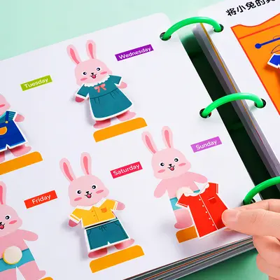 Children's DIY Quiet Book with Velcro Tear-and-Stick Activities, Ages 3+