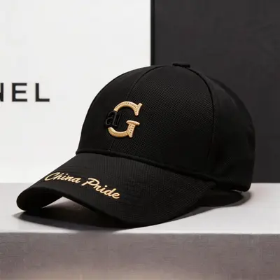 Baseballkappe Herren modisch Trend Ananas-Stoff Buchstaben-Logo Alltag vielseitig steife Kappe breite Krempe verkleinert Gesicht Enten-Schirmmütze - 7