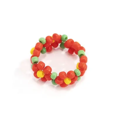 Bohemian Colourful Flower Woven Bead Ring