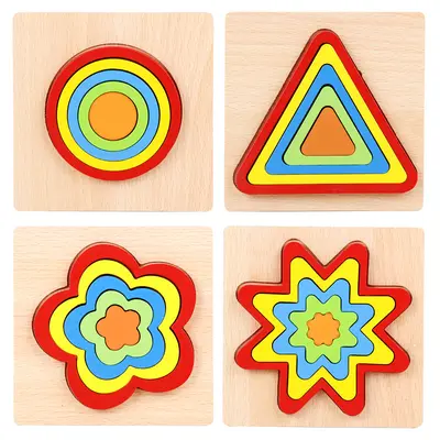 Ahşap geometri puzzle oyuncak, erken eğitim el tutuş panosu