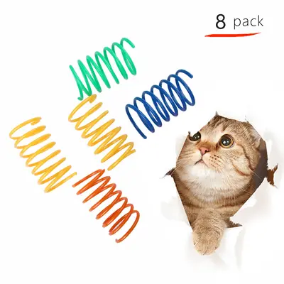 Colorful Plastic Spring Cat Teaser Toy, Self-Play - 3