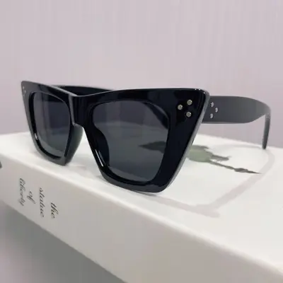 2024 Yeni Model Kedi Gözü Güneş Gözlüğü Çapraz Sınır Moda Rice Stud Kadın Lüks Gözlük Kişisel INS Şeker Renk Güneş Gözlüğü - 7