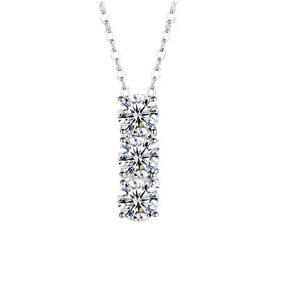 925 Silver Moissanite Necklace, Seven Princess Design, Clavicle Chain - 12