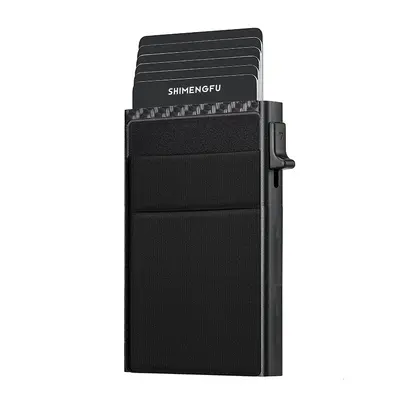 Sınır ötesi yan itmeli otomatik kart çıkarmalı alüminyum alaşımlı erkek cüzdanı RFID anti-manyetik ince kredi kartı tutucu cüzdan S124 - 13