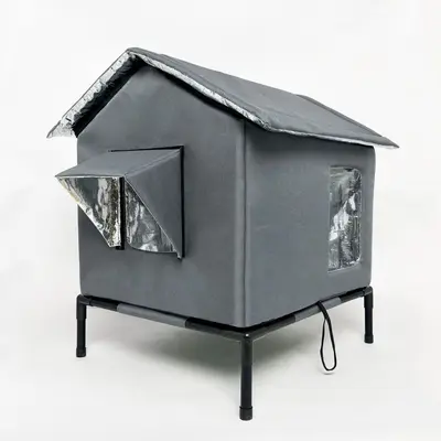 Outdoor Waterproof Foldable Elevated Cat House for Stray Cats, All-Season - 8