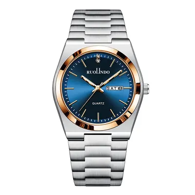 RUOLINDO neuer meistverkaufter Dualkalender-Quarz-Herrenuhr, hochwertige Großhandels-Edelstahl-Leucht-Herrenuhr - 12
