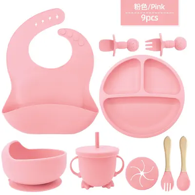 Baby Silicone Bib Suction Bowl Fork Spoon Feeding Set 6 Months+ - 12