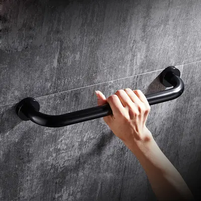 Rutschfester Badgriff für Senioren, Aluminium mit schwarzem Griff
