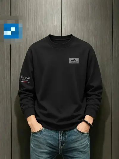 Men's Round Neck Loose Printed Sweatshirt, Autumn