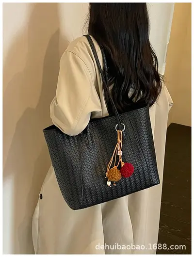 2026 Women's Retro Woven Pattern Large Tote Bag - 4