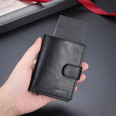 Erkek Kısa Cüzdan, RFID Korumalı, Kartlık ve Madeni Para Bölmeli - 2