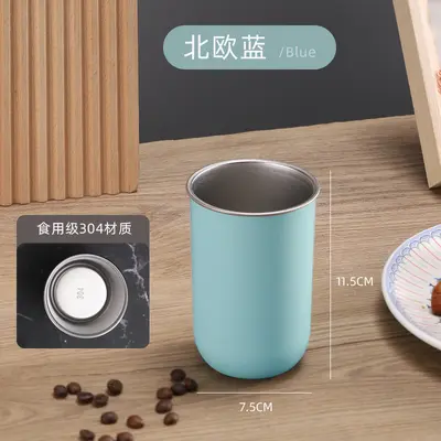300 ml Japon tarzı basit gargara bardağı paslanmaz çelik süt kupası kahve fincanı taşınabilir aile diş fırçası kabı - 13