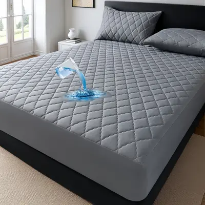 Mattress protector sheet, waterproof, quilted, solid color - 13